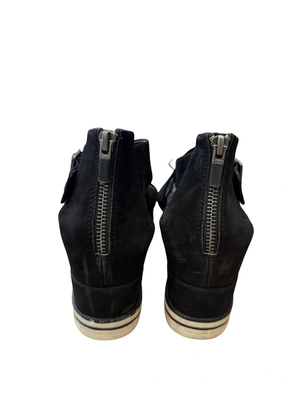 EILEEN FISHER Boost Platform Wedge Sandals Black Leather Size 9
